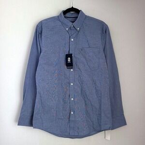 NWT IZOD Men's Small LS Premium Essential Woven Button Down Shirt Mazarin‎ Blue